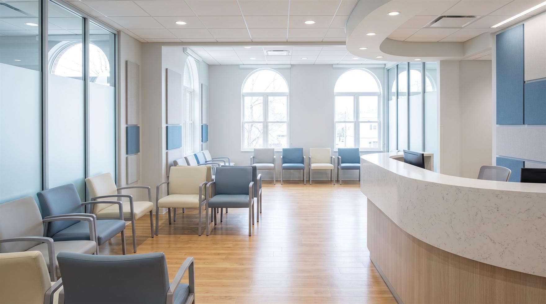 Modern medical clinic reception and waiting area